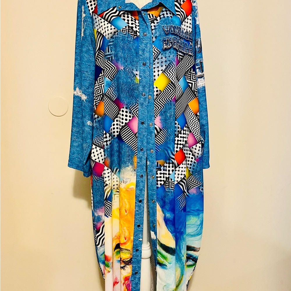 🔥Unique Colorful Abstract Print Long Shirt
